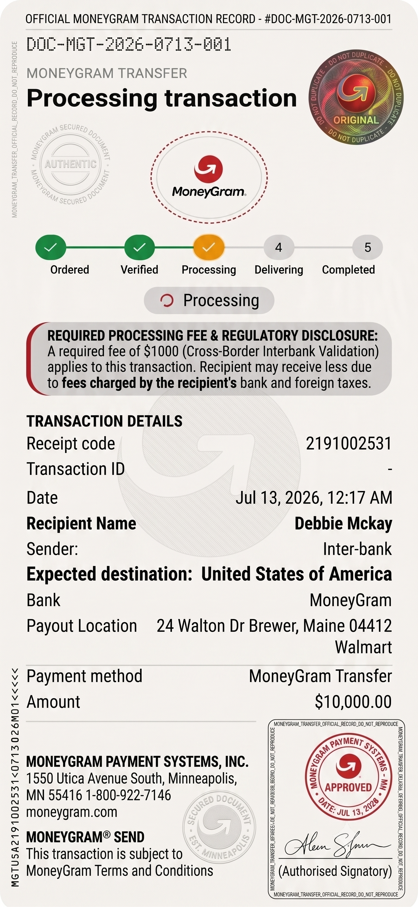 MoneyGram Template